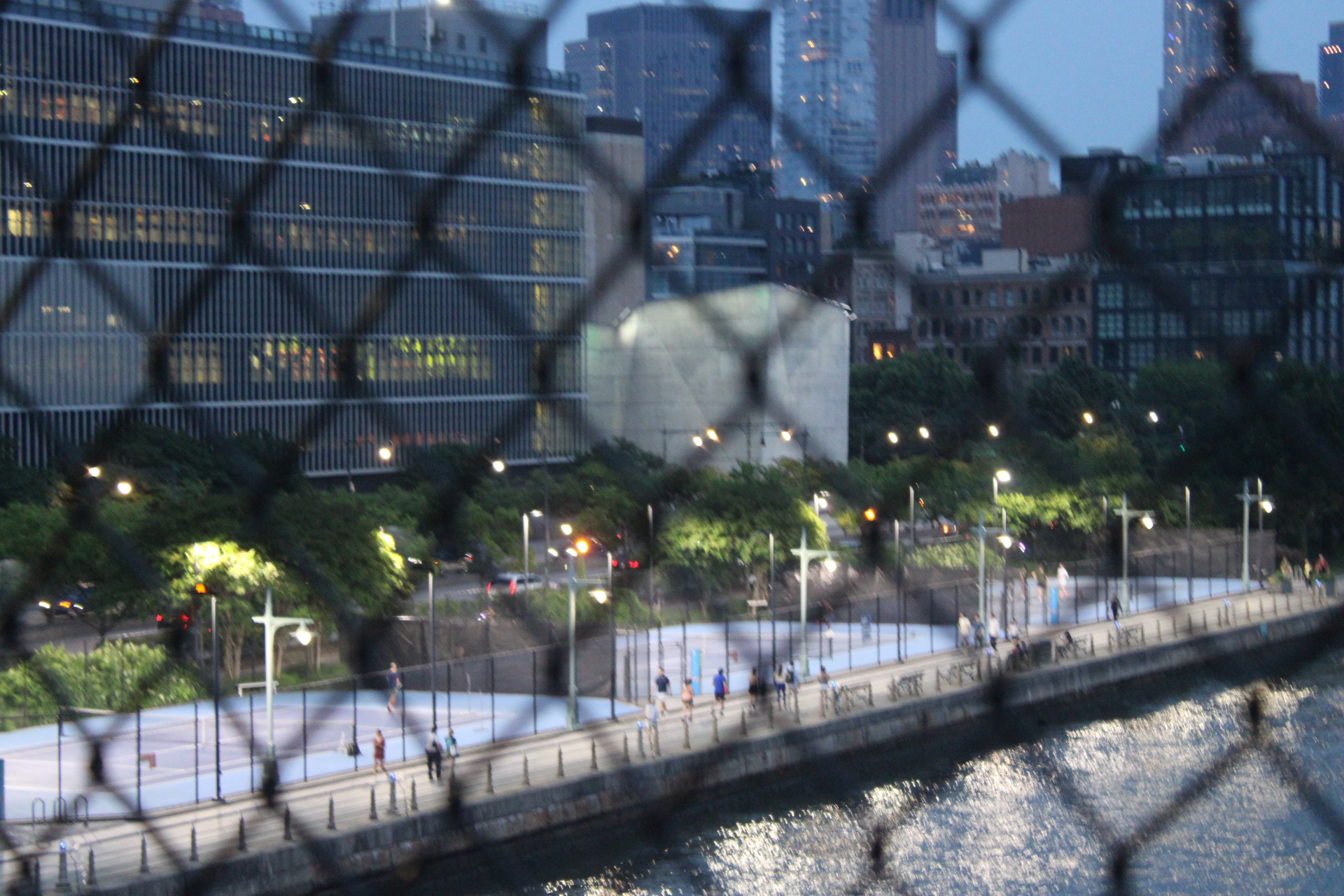 Tennis courts and waterfront in New York City